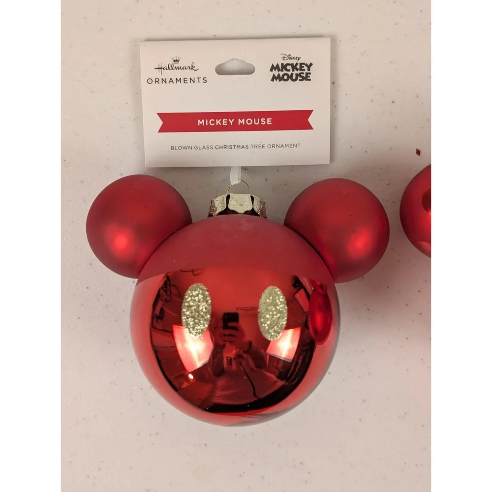 Disney Mickey & Minnie Mouse Hallmark Christmas Tree Blown Glass Ornaments